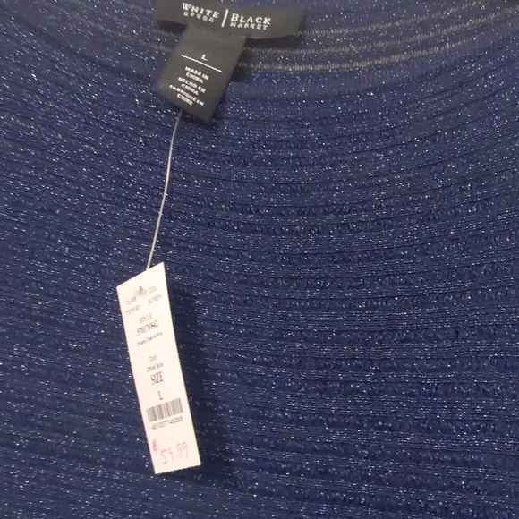 NWT White House Black Market Navy Sparkling Mini Dress/Top Size Large - Picture 3 of 9